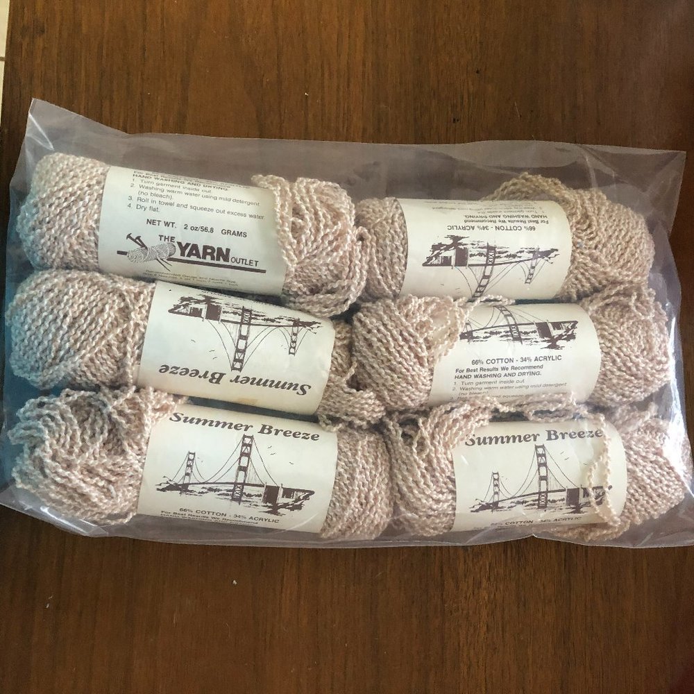 6 Summer Breeze Yarn 66% cotton 34% Acrylic 2 oz Color Camel